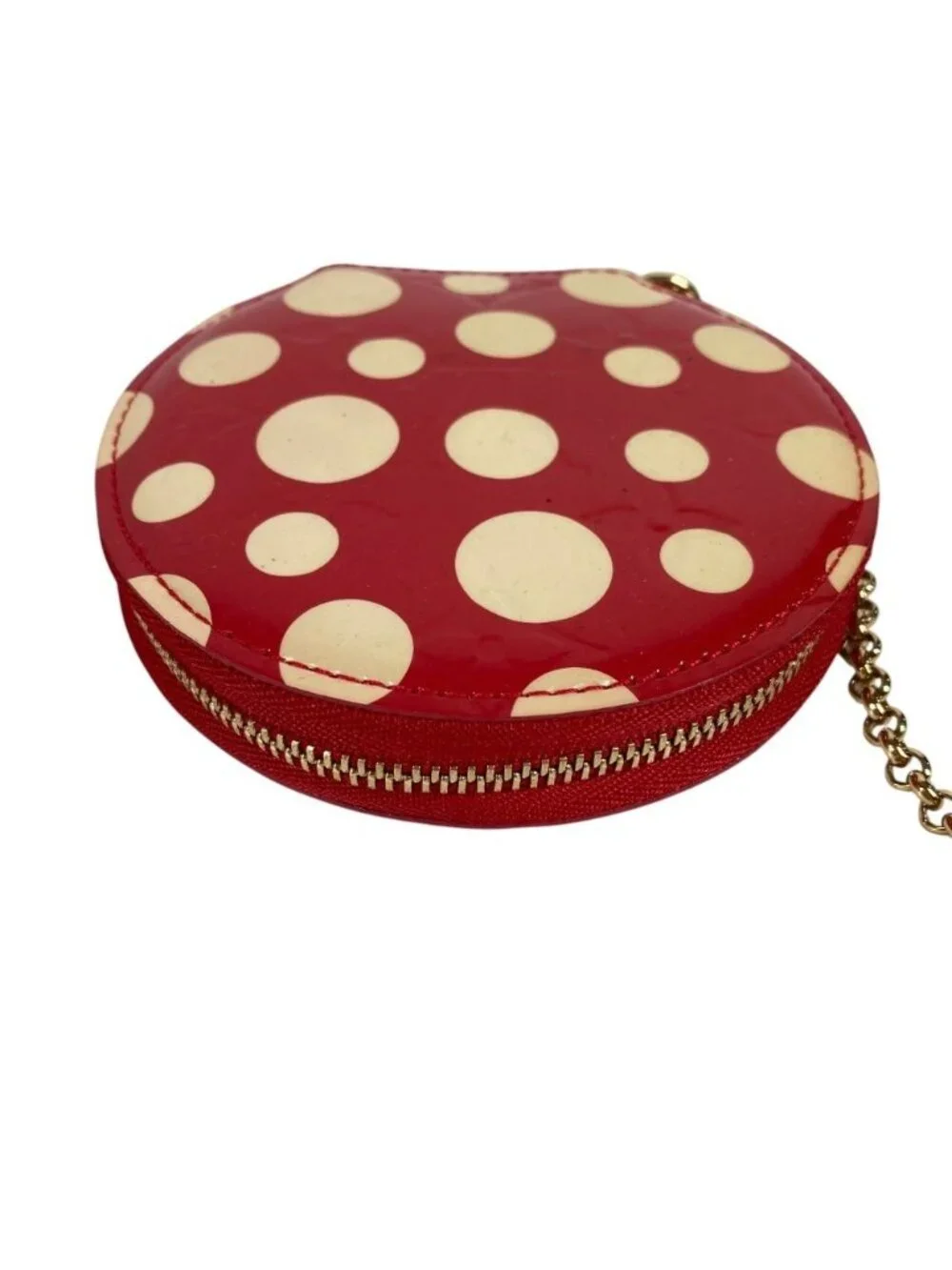 Louis Vuitton Coin Case Porte-Monnaie Chapeau Patent Leather Red Yayoi Kusama